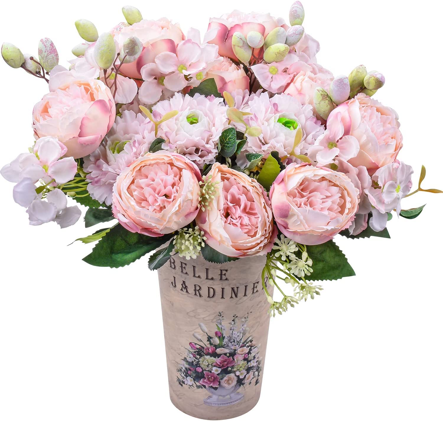 HAOSHICS 4 Packs Artificial Peony Silk Flowers Fake Glorious Flower Bouquets for Wedding Party Bridal Home Decoration (Light Pink)