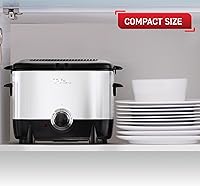Vista 3 de T-fal Mini freidora, freidora de acero inoxidable con canasta, 1 litro, control de temperatura versátil, 900 vatios, control de temperatura, fácil
