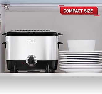 Tefal Mini Deep Fryer, Stainless Steel Deep Fryer with Basket, 1 Litre, Versatile Temperature Control, 900 Watt, Temperature Control, Easy to Clean, Black