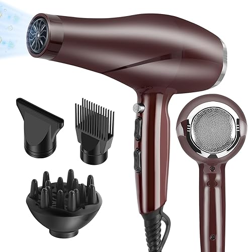 Miniatura 7 de Secador de pelo iónico negativo de 2000 W, secador profesional de peluquería, secado rápido de bajo ruido, potente motor de CA y peine difusor