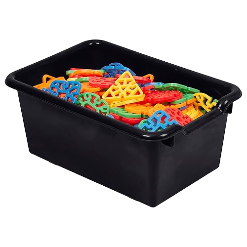 Miniatura 10 de ECR4Kids Cubo de almacenamiento frontal con cucharada, organización multiusos, color negro, 15 piezas