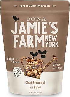 Jamie's Farm, Chai Streusel with Honey Granola, Gluten-Free, Organic Oats, Low Sugar, Baked with Ghee (8oz Bag)