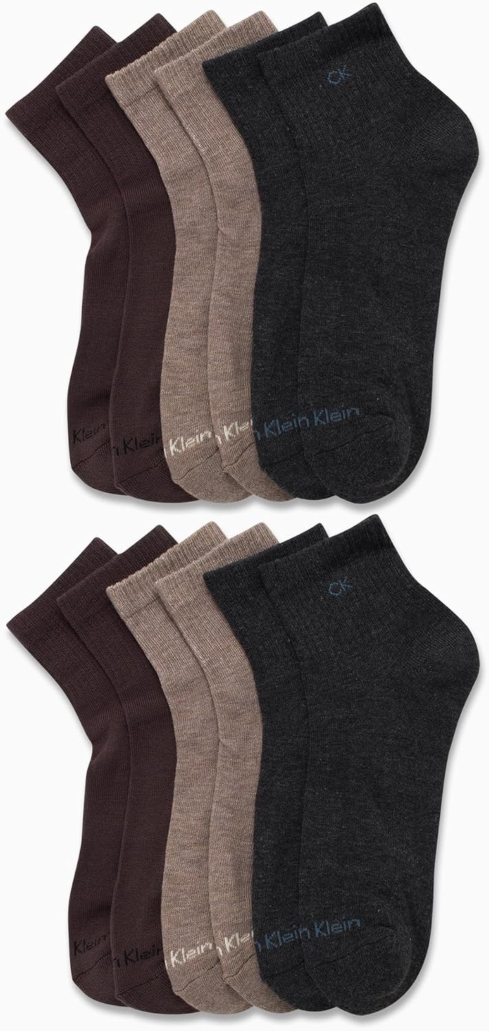 Calvin Klein Mens Quarter Socks - 12 Pack Soft Cushioned Athletic Performance Quarter Cut Ankle Socks for Men
