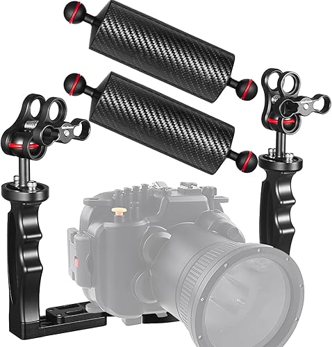 Soporte de bandeja de cámara subacuática y 2 piezas de brazo flotante submarino de fibra de carbono