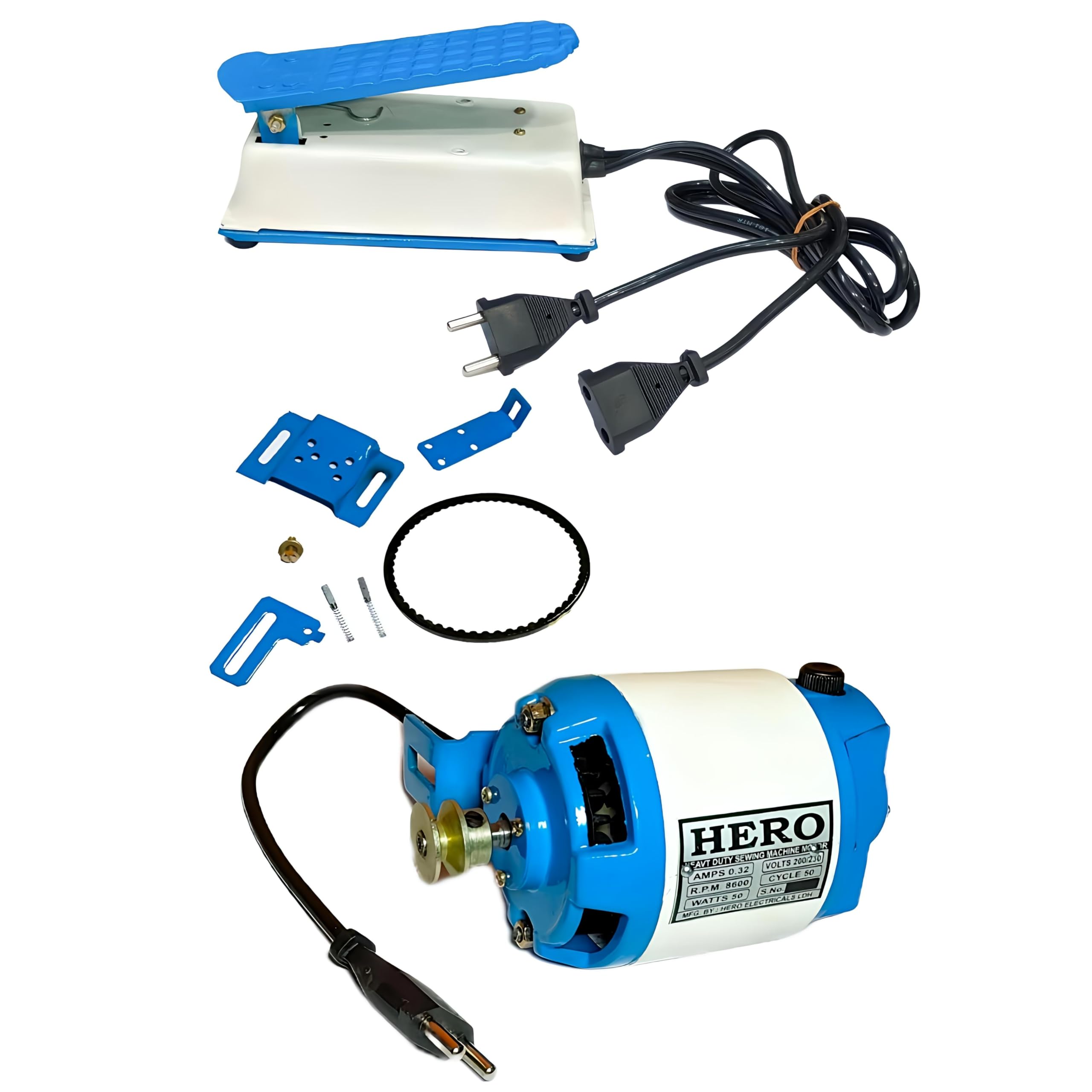 HERO Heavy Duty Sewing Machine Motor, 80 Watts, 8600 RPM, 200-220 Volts, with Foot Pedal and Belt-image-35
