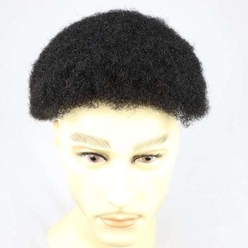 Miniatura 5 de HAPPY&CC Afro Toupee para hombres negros, pelucas afroamericanas de cabello masculino, tupé de piel completa, 8 x 10 pulgadas, rizado americano para