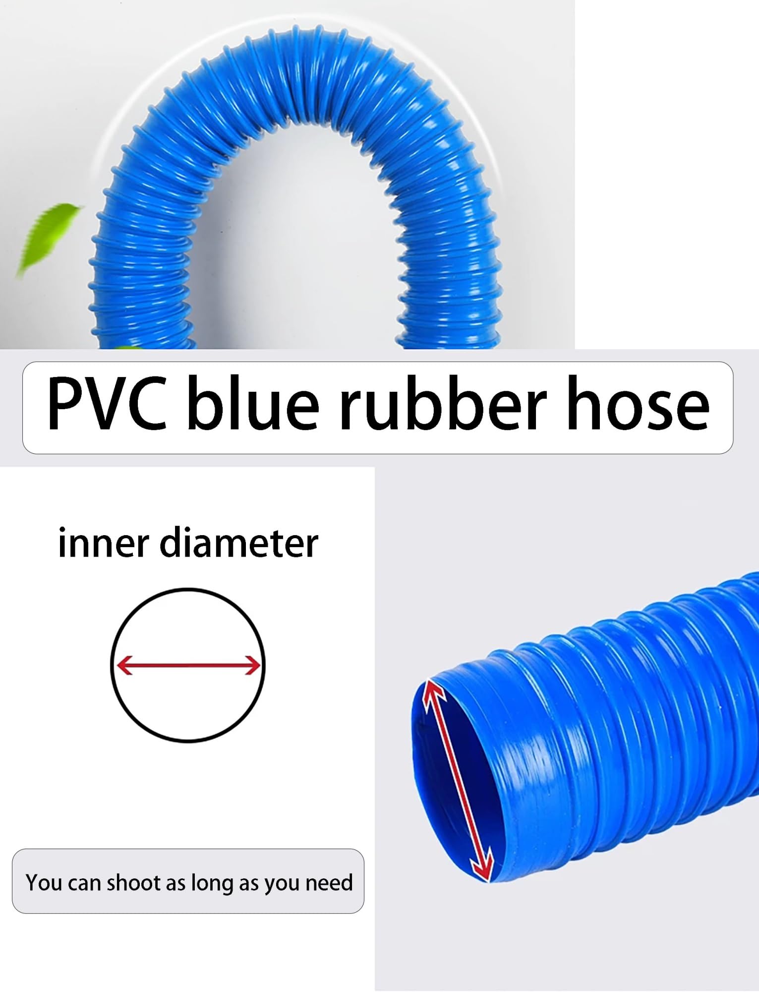 Manguera Flexible PVC Azul, 1 Metro Reforzada Espiral, Aspiración y Escape | Tubo Corrugado Anti-Dobleces, Manguera Ligera para Taller, Transferencia de Aire y Polvo(Inner Diameter 280mm/11.02")