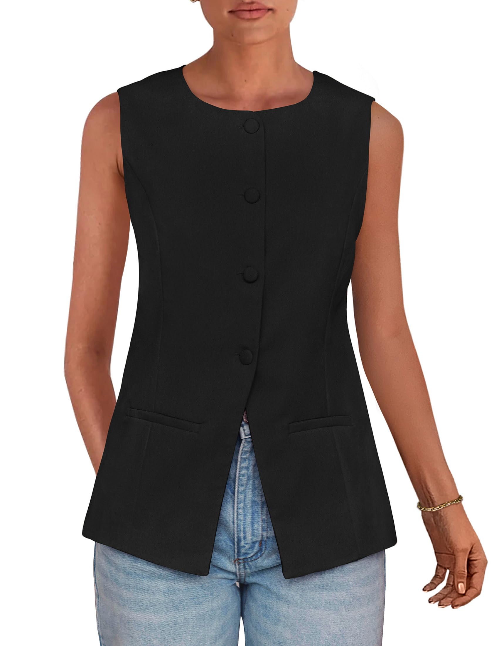 Women's Summer Suit Vest Tops 2026 Dressy Business Casual Sleeveless Button Down Trendy Fashion Blazer Waistcoat