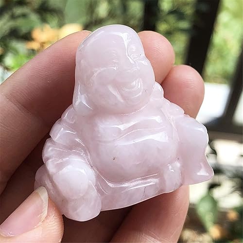 Vista 28 de Fekuar Estatua de Buda Feliz de Aventurina Roja, tallada a mano Maitreya Laughing Buda, escultura de bolsillo de cristal curativo de 1.5 pulgadas