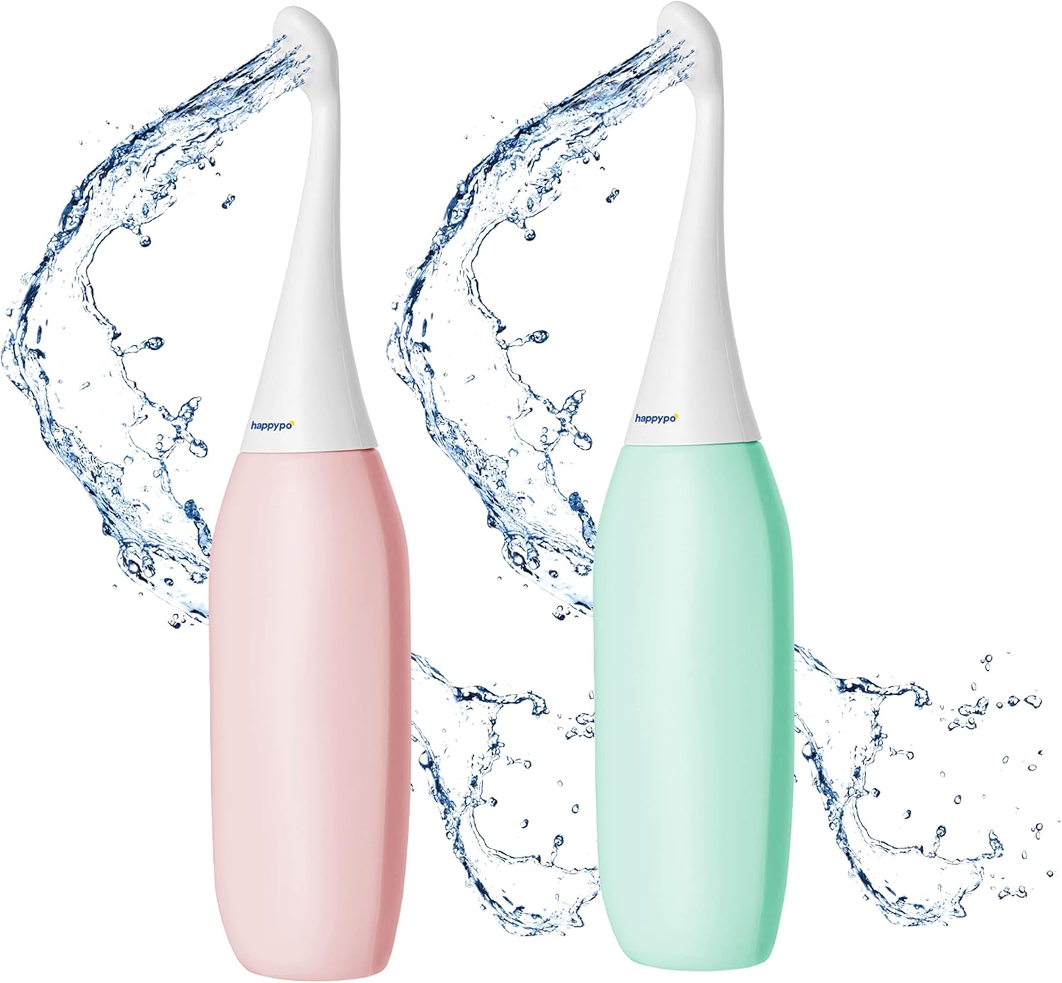HappyPo The Original Butt Shower Bag Easy-Bidet 2.0 Replaces Wet Wipes (Mint) Bundle with Butt Shower Portable Bidet for Travel (Rose)