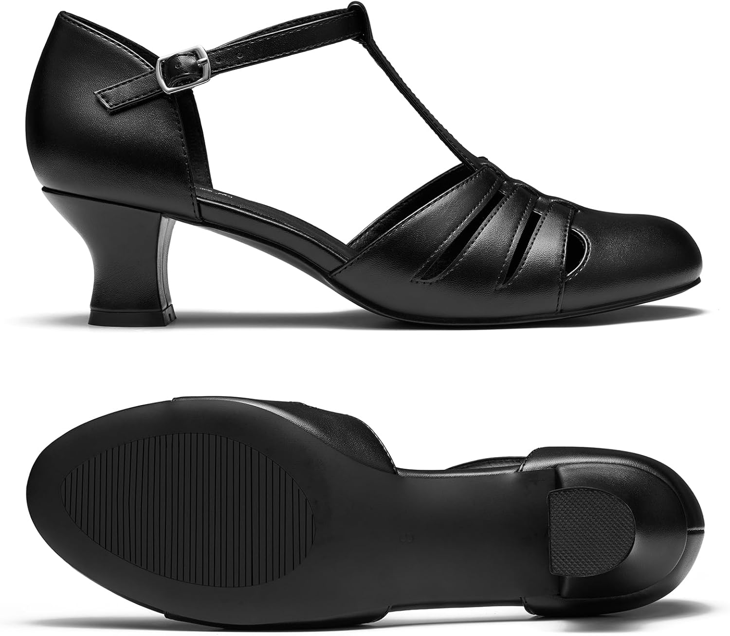 YESSA 1920s Shoes for Women,T-Strap Character Shoes,2" Dance Shoes for Ballroom Latin Salsa Folklorico Tango Swing Wedding Gatsby Shoe - Image 4