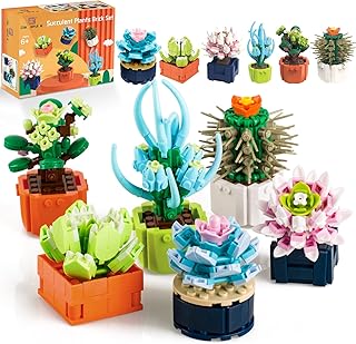 Plant Series Building Block Kit,Bonsai Model Creative DIY Simulation Succulent Flower Botanical Building Brick Toys for Home Decoration,Kids Party Supplies, Birthday Favors