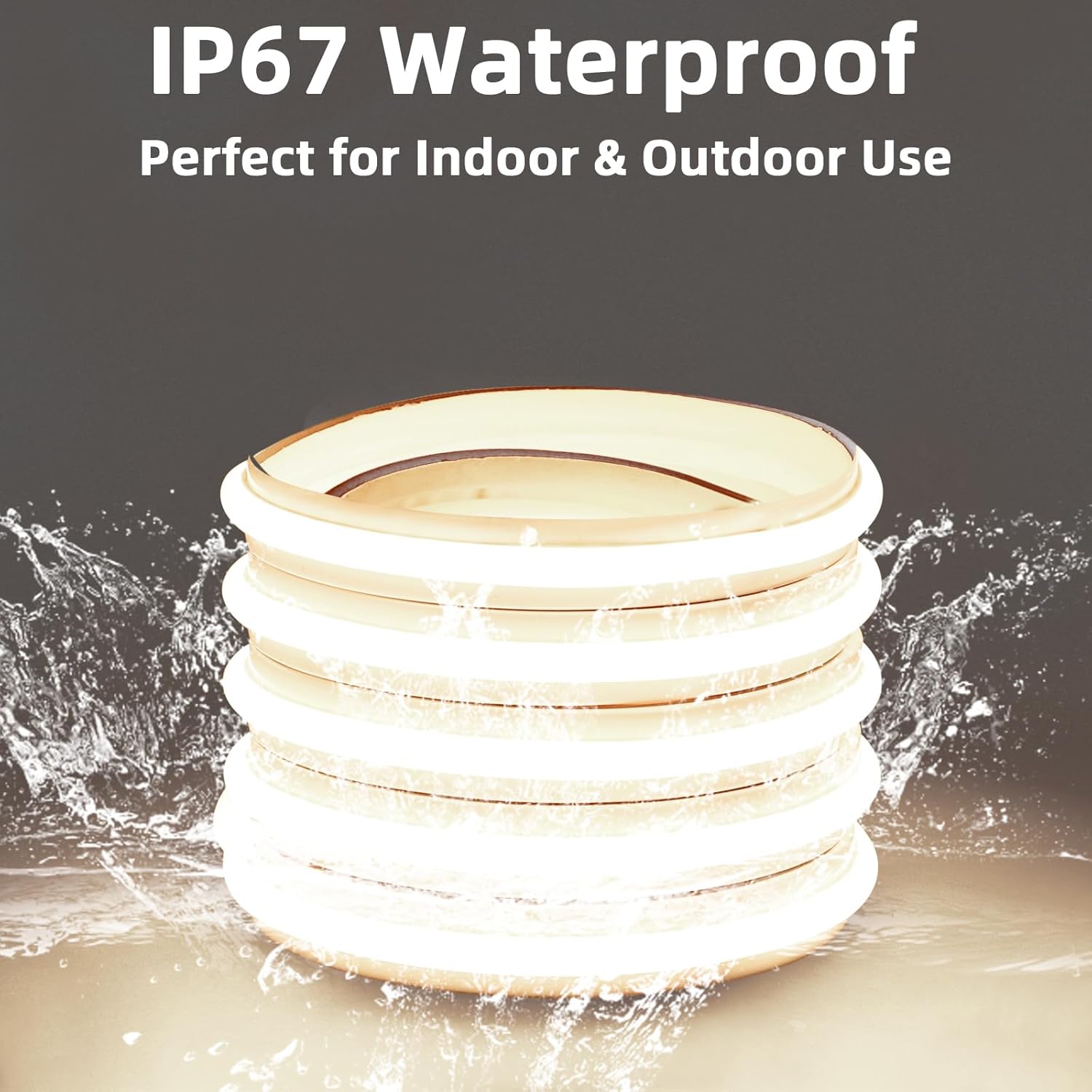 Outdoor LED Strip Lights 16.4 Foot Adhesive Tape Lights IP67 Waterproof Rope Light AC 110V 120V 5 Meters Hardwired Lighting Cold White 6000K 240LEDs/m for Under Kitchen Bedroom Decor