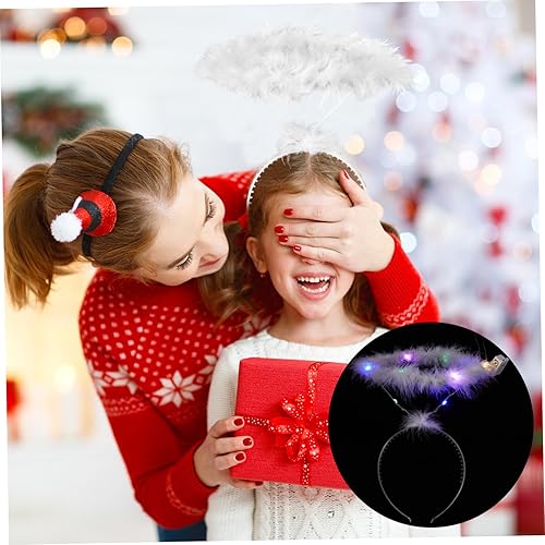 Miniatura 2 de LIFKOME 4 Pcs Angel Headband Adult Light up Headpiece Faux Headbands Lighted Headband Fluffy Led Headband Christmas Party Costume Fairy Hair Band