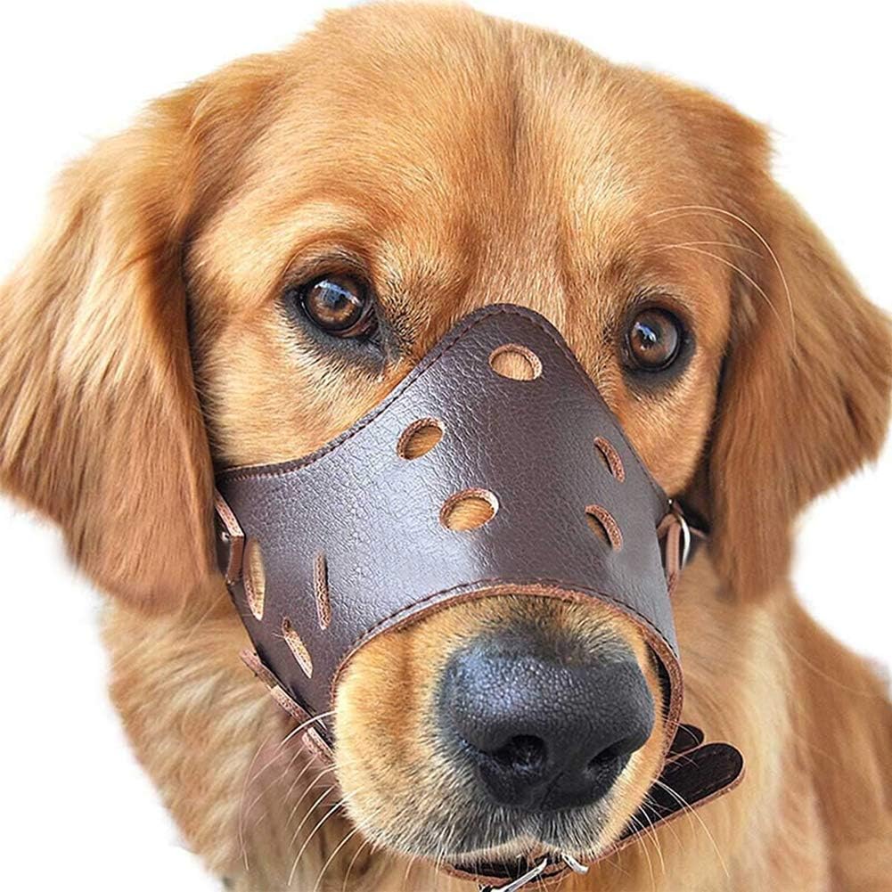 Biowow Adjustable Dog Muzzle Anti Bite Mouth Guard Covers Anti-called Muzzle Masks Pet Mouth Bite-proof Mask Brown
