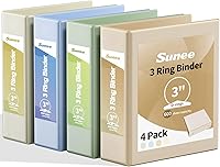 Vista 30 de SUNEE Carpeta de 3 anillos de 1/2 pulgada, paquete de 4 carpetas transparentes de media pulgada con vista, tres anillos de 0.5 pulgadas, sin PVC