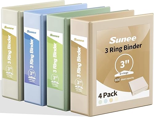 Miniatura 30 de SUNEE Carpeta de 3 anillos de 1/2 pulgada, paquete de 4 carpetas transparentes de media pulgada con vista, tres anillos de 0.5 pulgadas, sin PVC