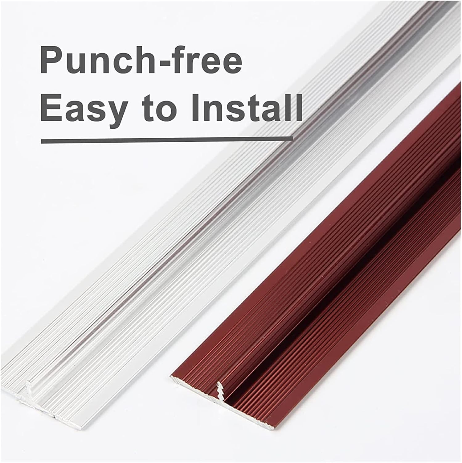 XHP Floor Threshold Transition Strips T Molding 1/4 inch Wide Metal Aluminum Center Barb Tee Moulding Small T-Mold Wooden Edge Trim Carpet Edge for Uneven Floors,Doorways,Hardwood Flooring