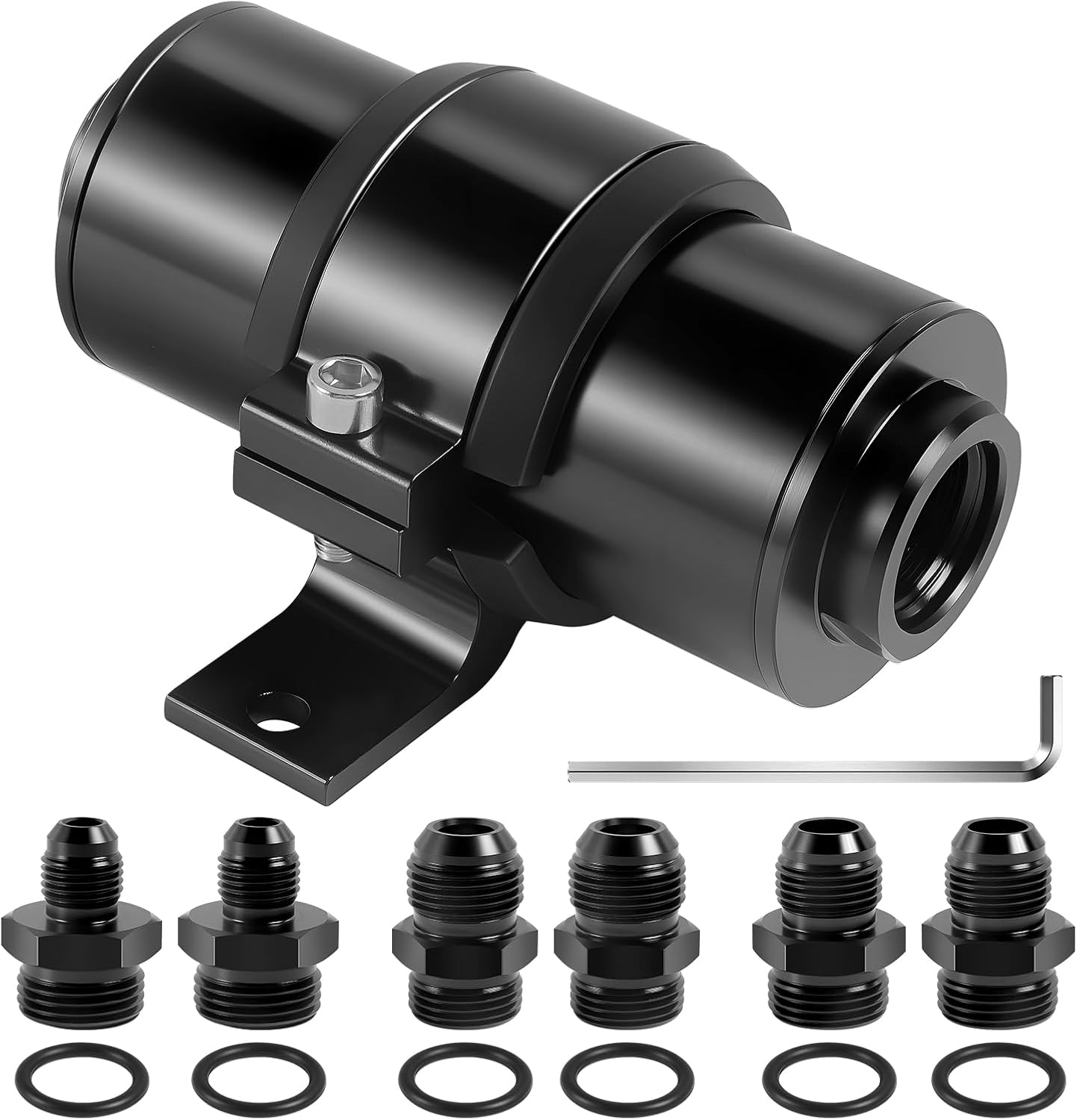 10 MICRON Inline Fuel Filter, Compatible with Evil Energy Fuel Filter, 6AN, 8AN, 10AN Adapters with Bracket Clamp 50MM Universal, for Gasoline, Diesel, and E85 Ethanol Fuel Systems