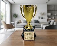 Vista 5 de Placa grabada de copa de trofeo personalizada con grabado personalizado de 7.5 pulgadas de alto, trofeos de equipo con placa grabable personalizada