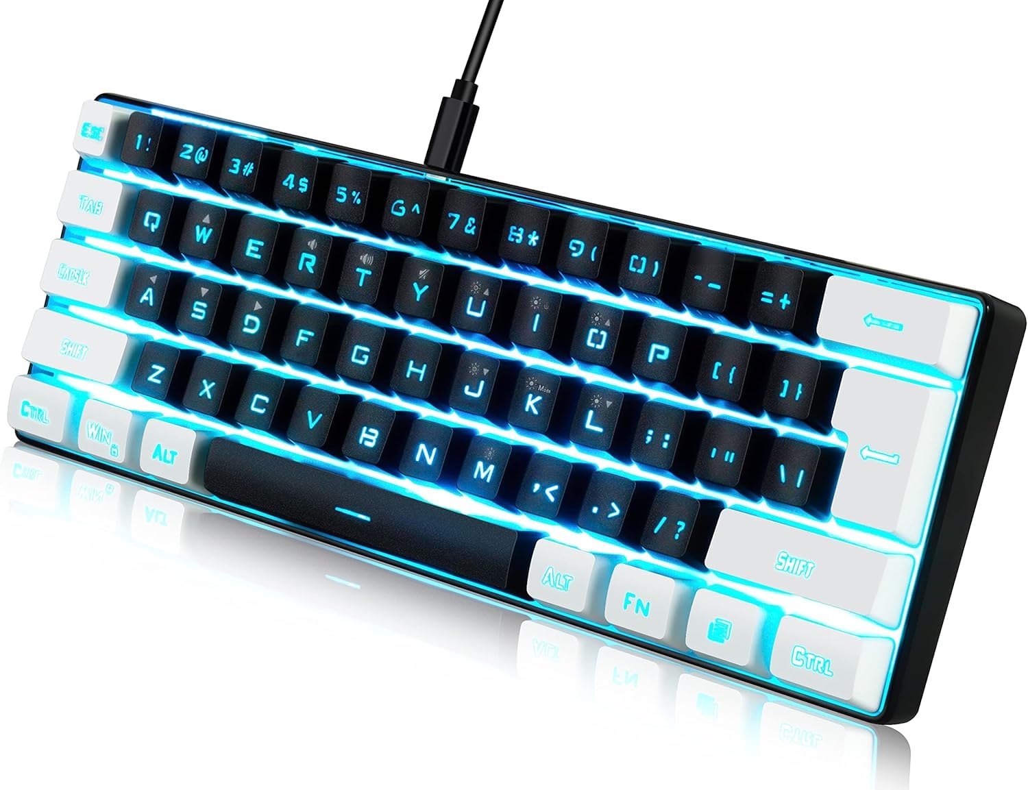 abucow Gaming Keyboard Minimalist Portable Wired Ultra-Compact Mini Imitation 61 Keys RGB Backlit Keyboard