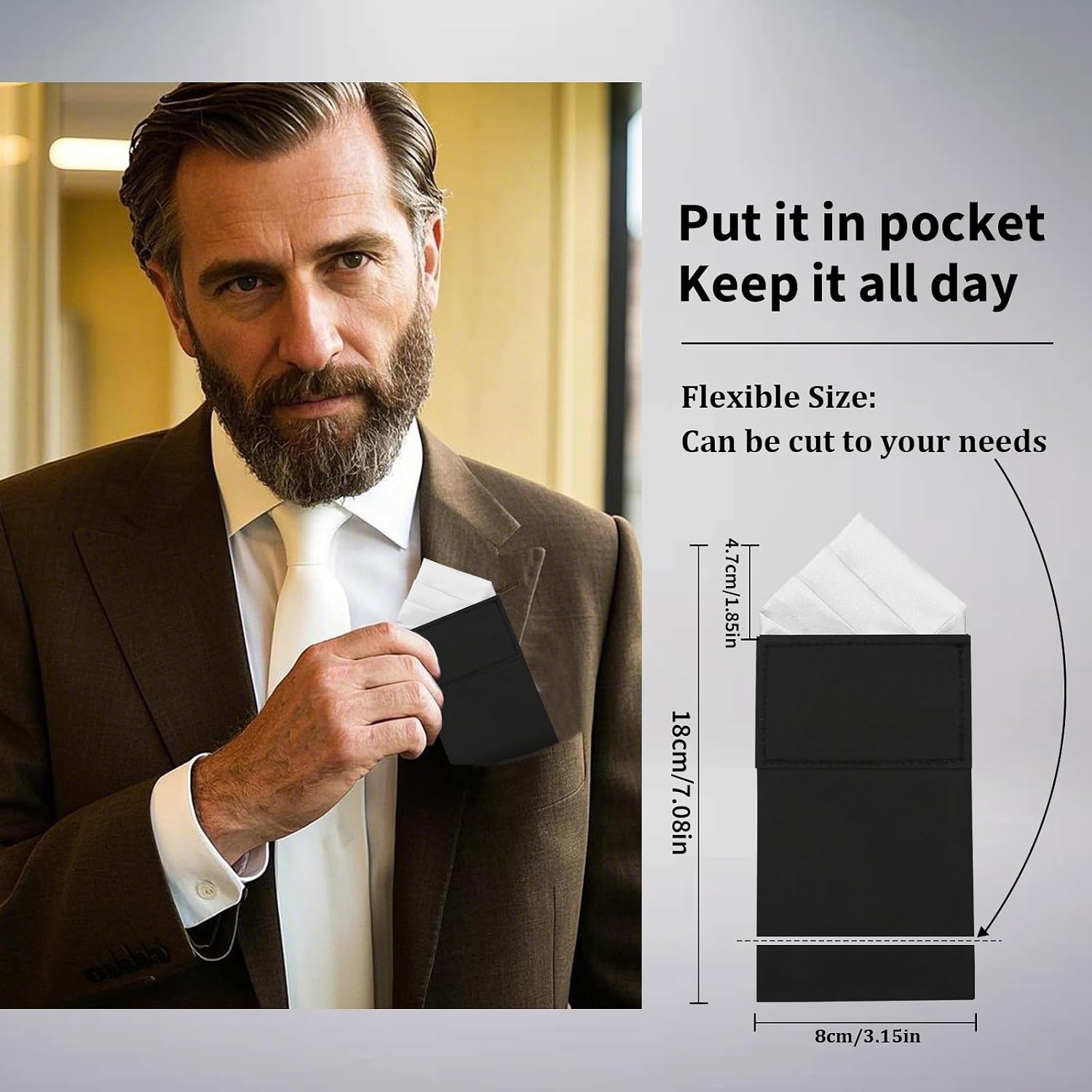 Mens Pre-Folded Pocket Squares on Card Pocket Handkerchief for Suit Accessories image 2
