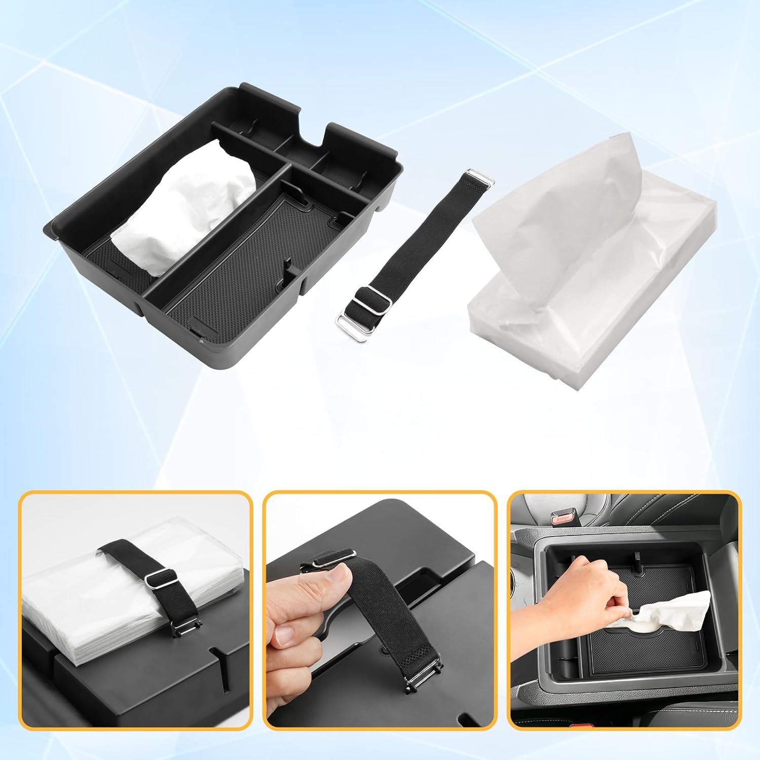 LFOTPP for 2023 2024 2025 Pilot Center Console Organizer 2023-2025 Pilot Touring Sport EX-L Elite TrailSport LX Center Console Tray ABS Customized Tissue Box 2023-2025 Pilot Accessories [1P +Tissue]