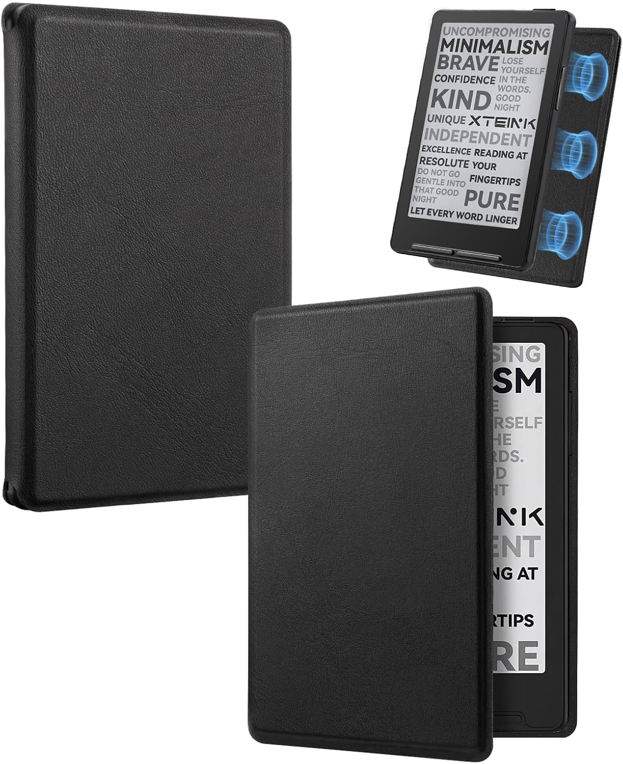 CoBak Magnetic Case for XTEINK X3 eBook Reader, 3.7" Ultra-Lightweight PU Leather Cover(Black)