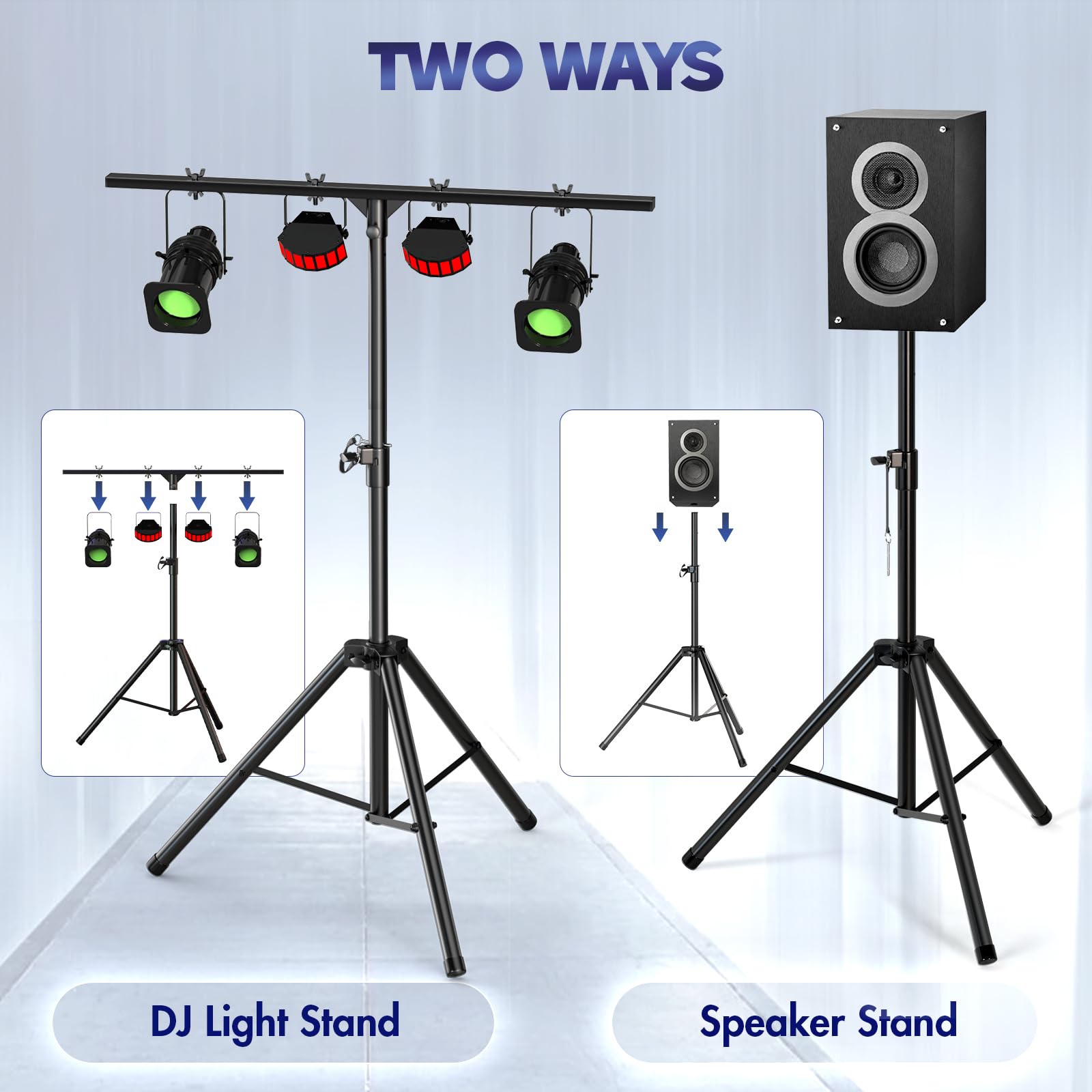 DJ-Lichtständer, robuster DJ-Beleuchtungsständer, verstellbar, 89-180 cm, T-Bühnenlichtständer für Bühnenbar, Party, DJ-Lichter | Abnehmbarer DJ-Beleuchtungsständer, verstellbarer Bühnenlichtständer für DJ-Lichter, Bar, Partylicht