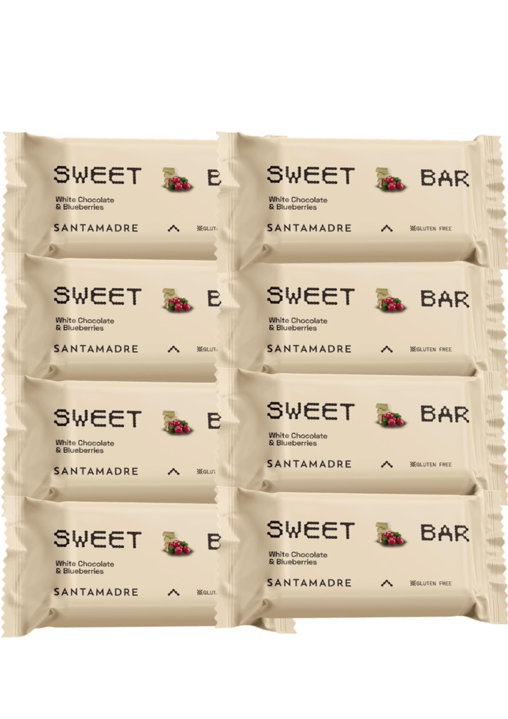 SANTA MADRE | SWEET BAR | Barrita energética de avena | Sabor Chocolate Blanco y Arándanos | Sin gluten | Sin aceite de palma | Para Deportistas | Pack 8 unidades | 8 * 60g,480g