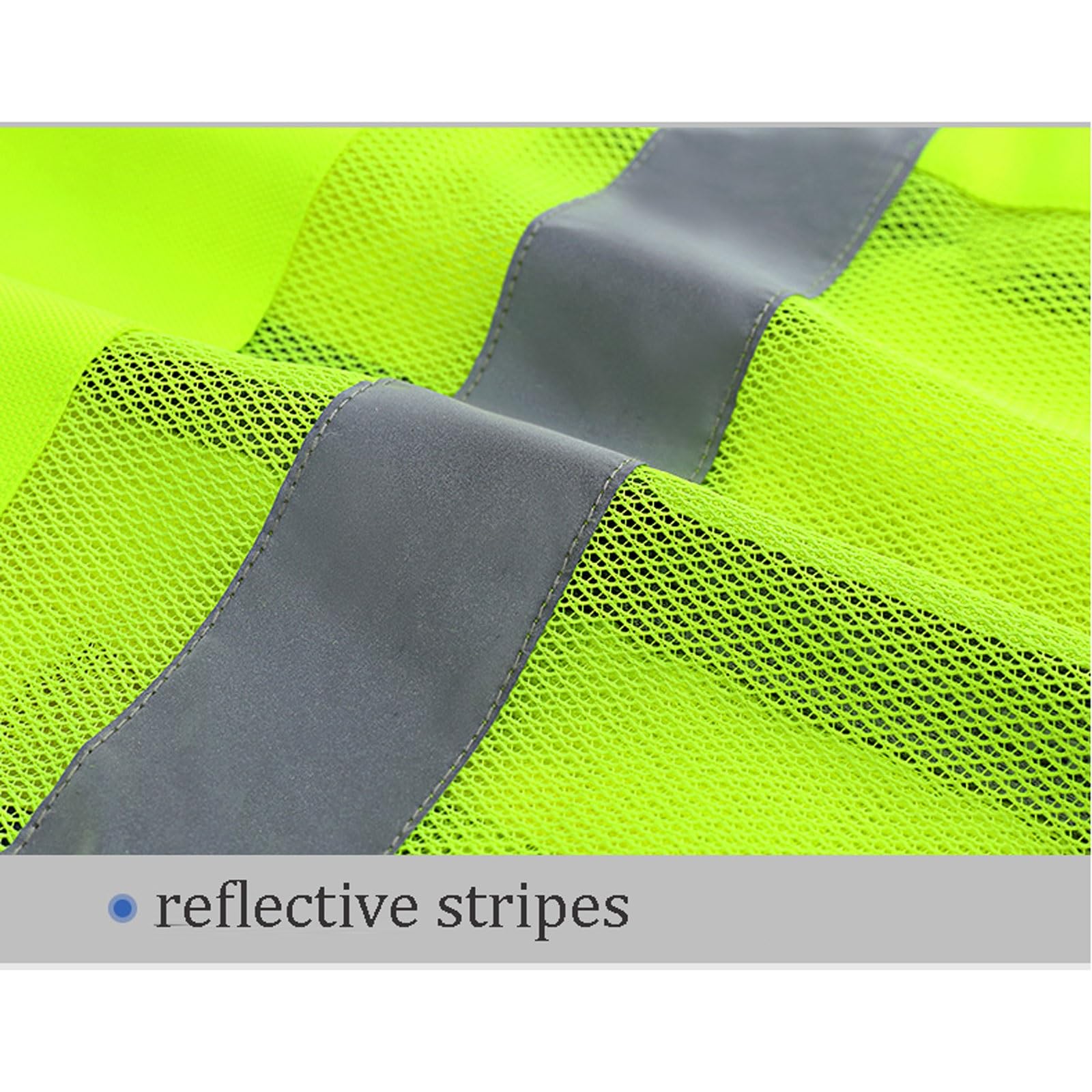esmen Chaleco de seguridad de alta visibilidad, chaleco de trabajo reflectante de malla Oxford con múltiples bolsillos y cremallera frontal.