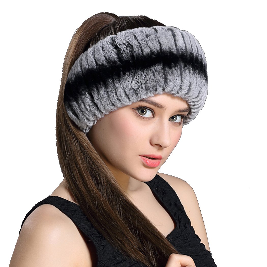 BeFur Bandeau Du Cheveux Femme Fourrure De Lapin Tour De Cou Chaud Cache Oreille Du Ski Hiver