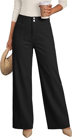 KICZOY Womens Wide Leg Jeans High Waisted Tummy Control Stretchy Baggy Denim Straight Leg Jeans