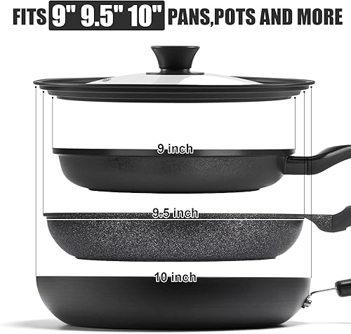 Miniatura 2 de Tapa universal para ollas y sartenes, cubierta de sartén para utensilios de cocina de 9, 9.5 y 10 pulgadas de diámetro, tapa de silicona de repuesto