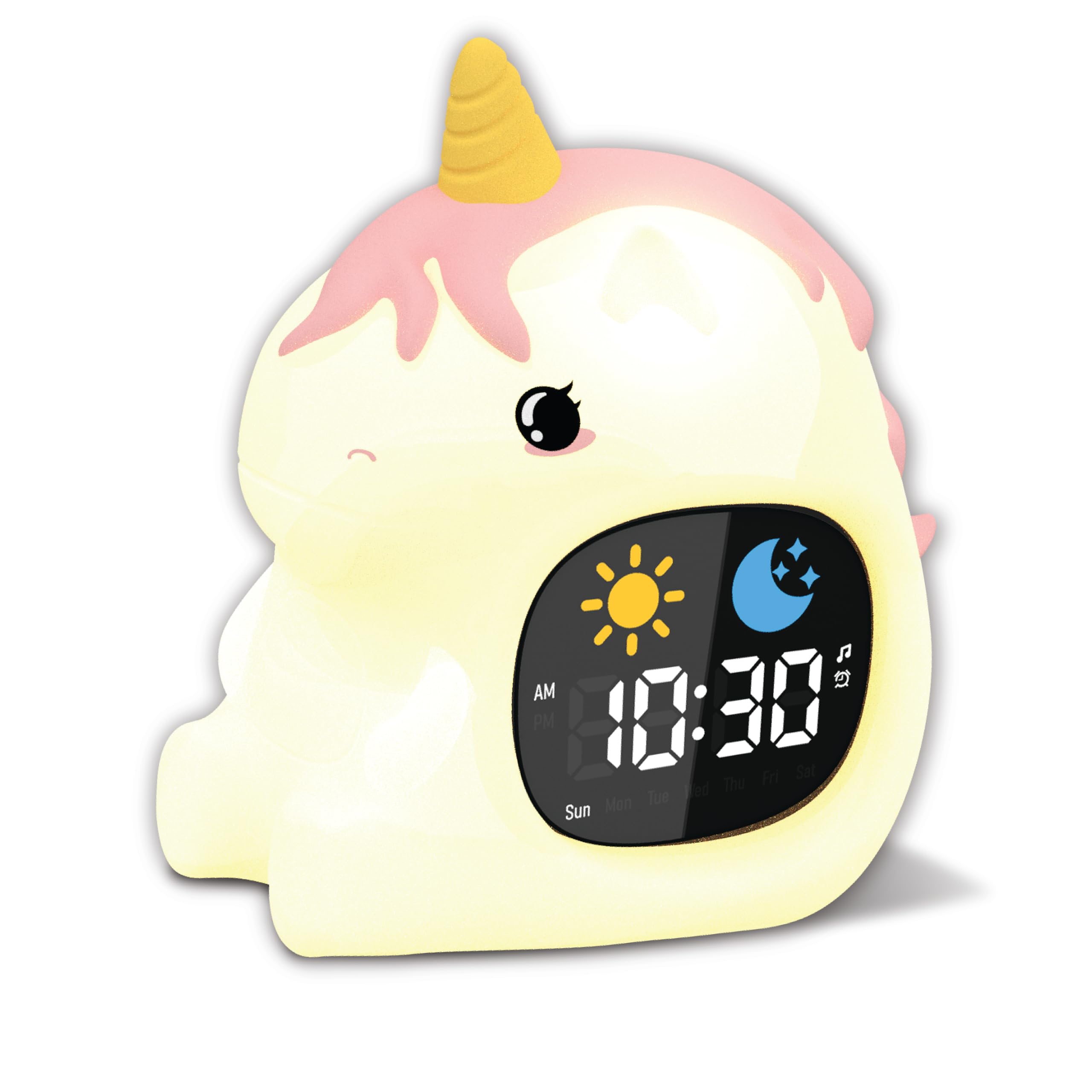 groov e Cuties Alarm Clock with LED Night Light, White Noise & Sleep Training - Rainbow Unicorn