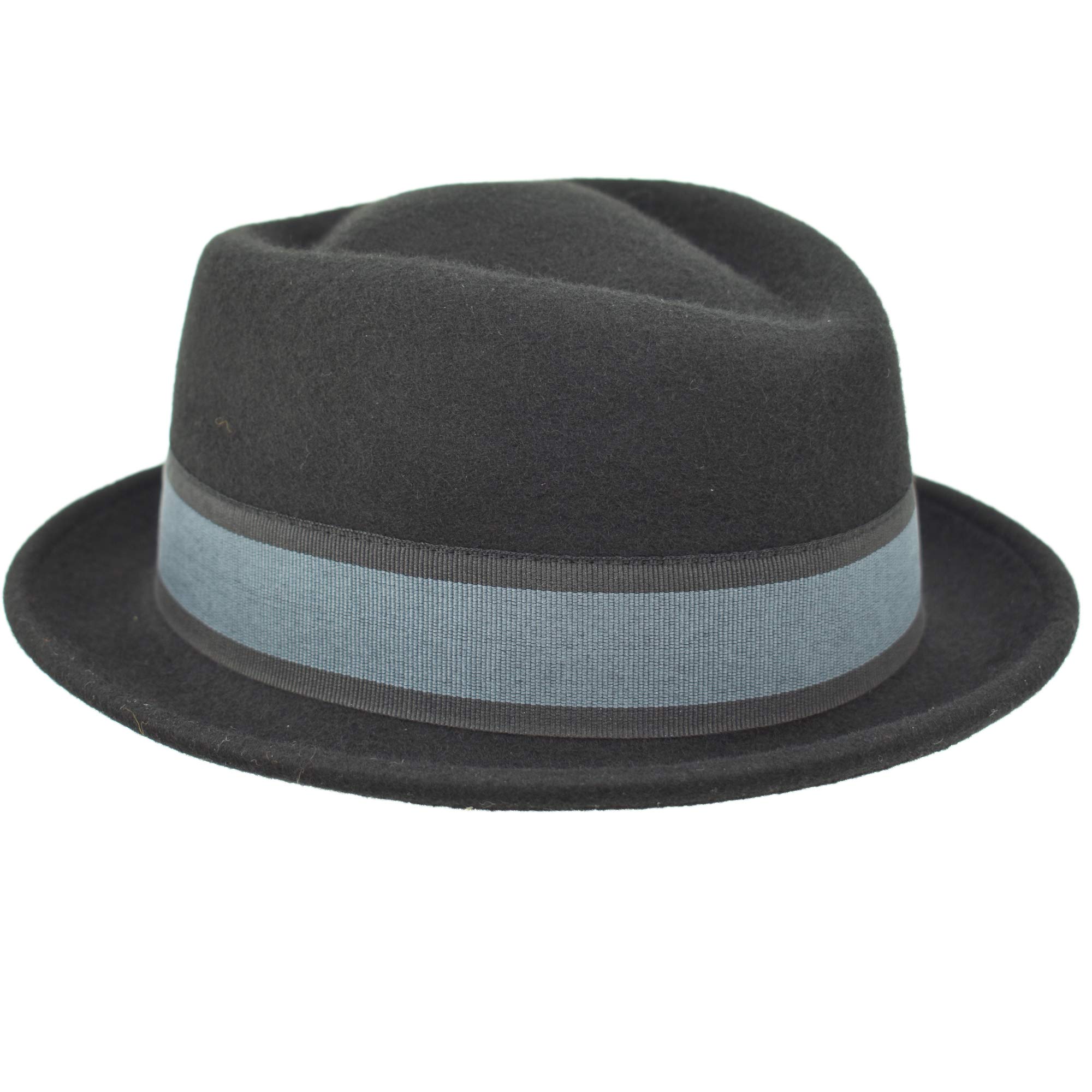 Melegari Cappello Jazz Pork Pie Charles | Feltro di Lana Nastro Rigato | Made in Italy | Uomo Donna | Autunno/Inverno