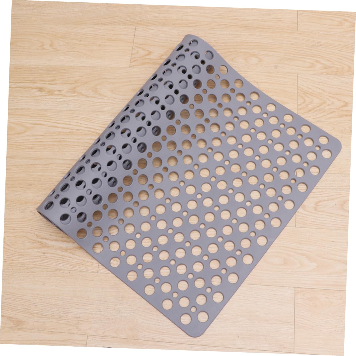 Alfombra de Ducha Antideslizante Ventosa, Hueca, PVC | 60 X 90cm, Gris, para Casa y Hotel, Diseño Perforado para Uso en Cabina