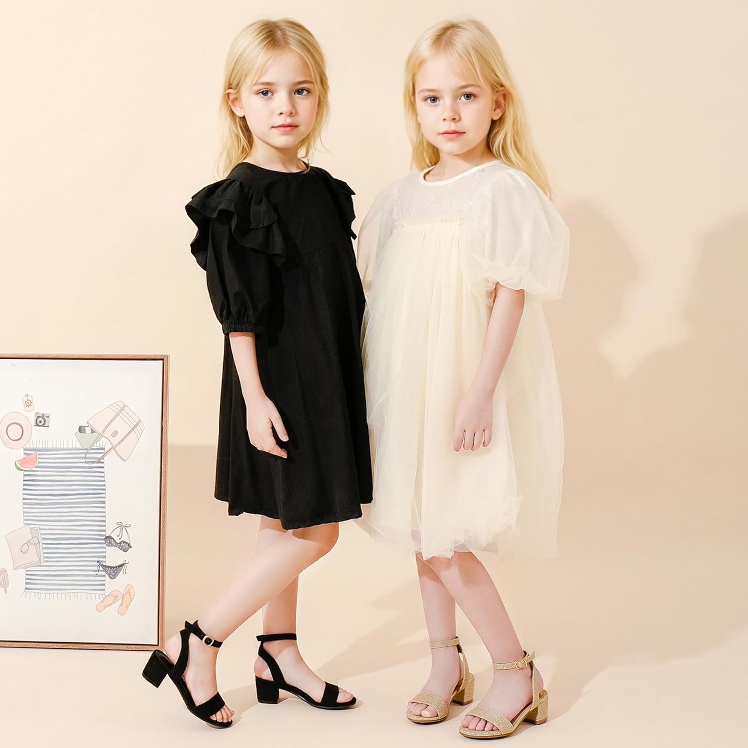 High Heels for Kids Open Toe Dress Shoes for Girls Ankle Strap Pump Shoes Flower Girl Sandals Wedding Party for Little Big Kids - Image 3