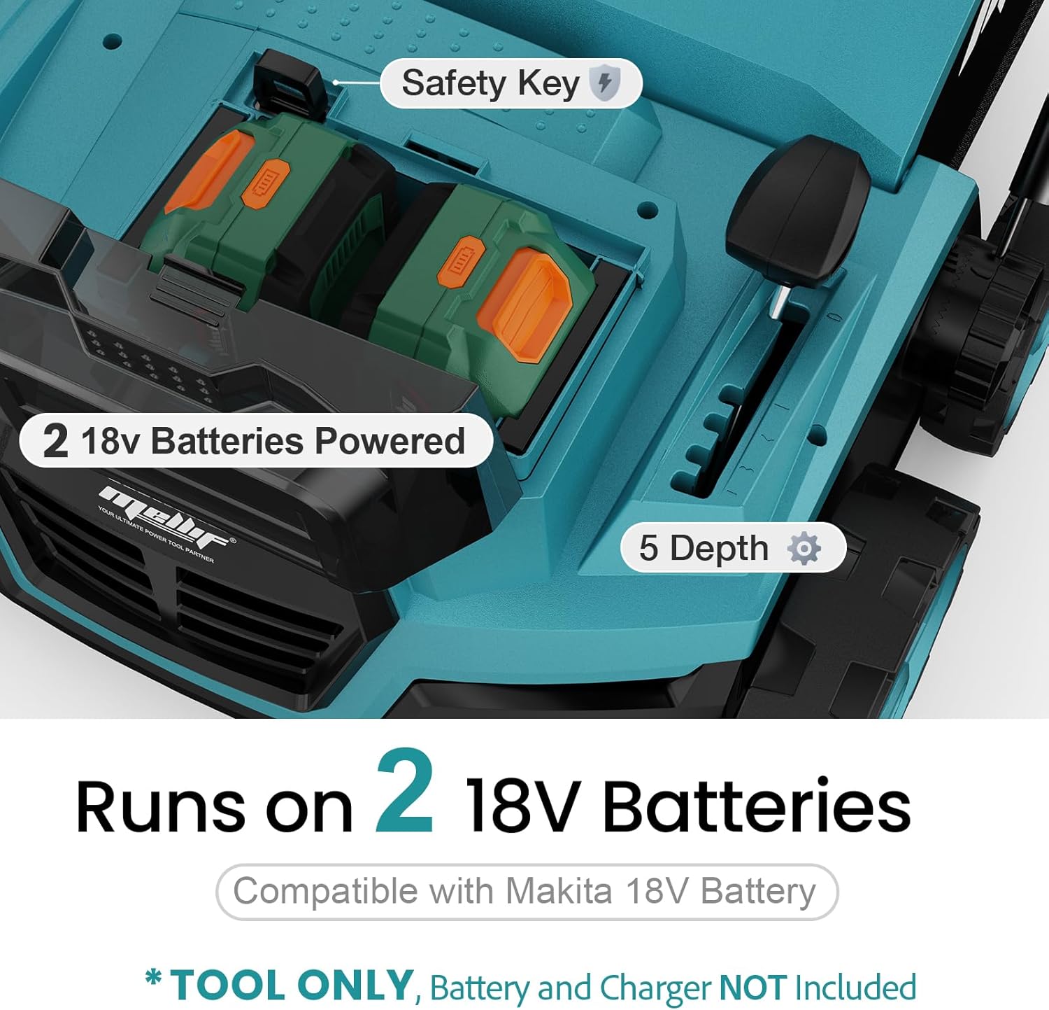 36V 15" Brushless Cordless Electric Dethatcher and Scarifier Compatible with Makita 18V Battery(Tool Only), w/12Gal Thatch Collection Bag, 5-Depth Adjustment, Quick-Fold, Walk Behind for Lawn Care