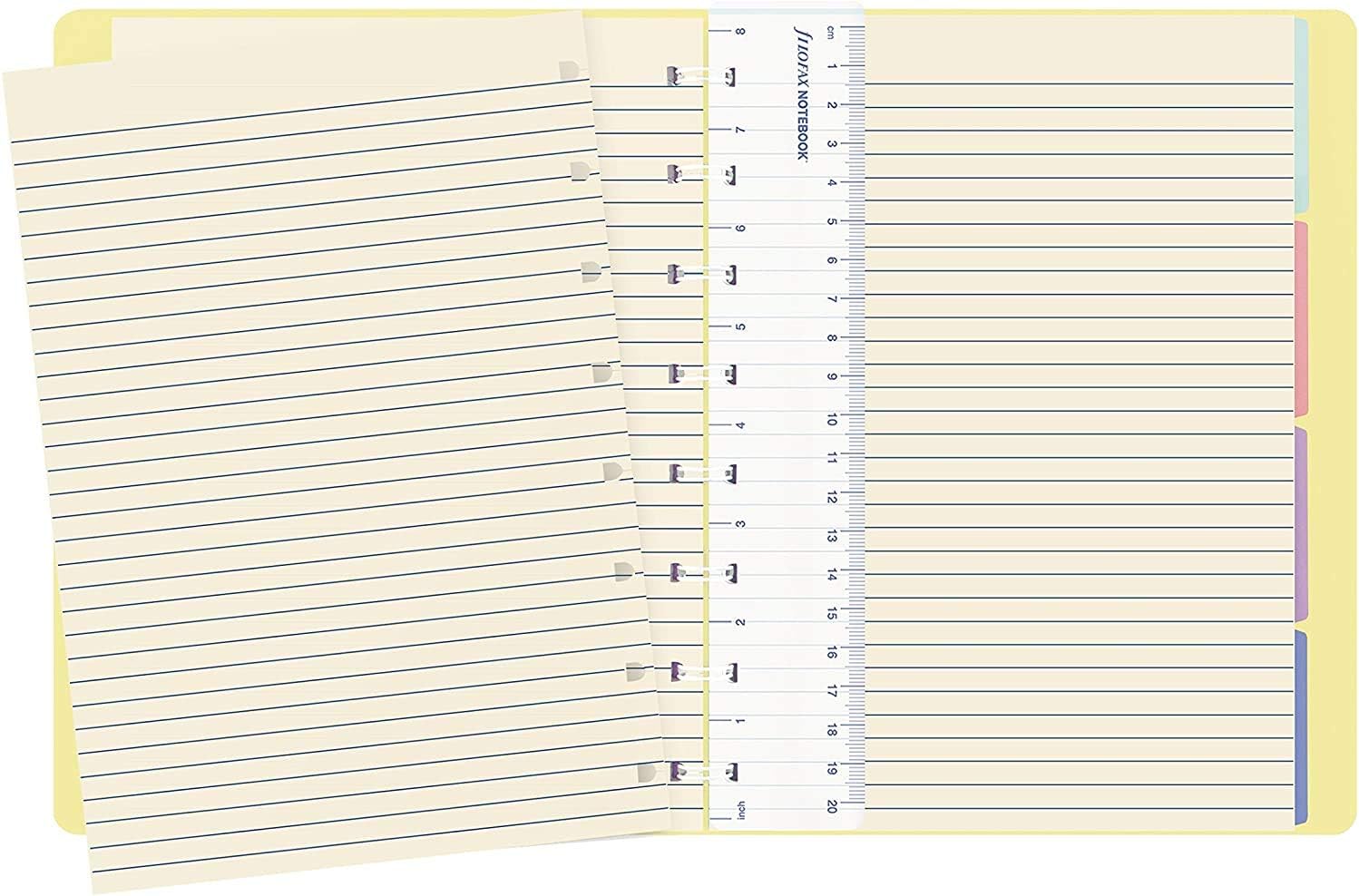 Filofax B115061U Refillable Classic Pastel Notebook, A5 Size, 112 Cream colored moveable pages. Includes 4 Indexes (one with pocket), a page marker and elastic closure, Lemon