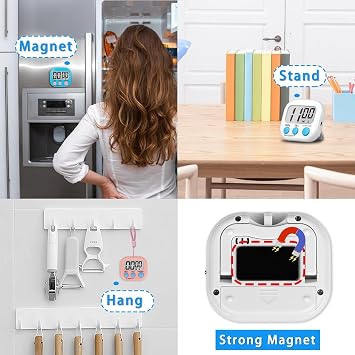 4-Piece Multi-Function Digital Timers with Visual Display for Kids, Ideal for Kitchen Cooking, Egg Timer, Classroom Use, Study, Work, and Exercise Training Batteries Not Included