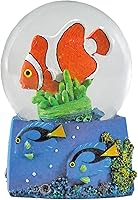 Vista 1 de Globo de agua - Peces de arrecife de Deluxebase. Globo de nieve con pez payaso o figurita de Tang azul. Globo de cristal con purpurina con figurita
