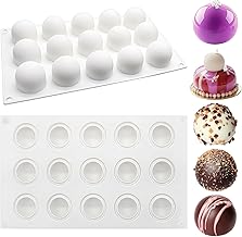 Pack of 2 Silicone Moulds Ball, 15 Holes, Diameter 3.5 cm, Silicone Mould Chocolate, Silicone Ball Mould, Chocolate Moulds, Chocolate Moulds, Non-Stick Silicone Chocolate Mould, Chocolates for Chocolate, Cake, Jelly