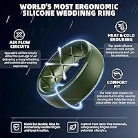 Vista 53 de Egnaro Anillos de boda de silicona para hombre: 1/4/6/7 Multipack de anillos de boda de goma con arco interior Diseño ergonómico transpirable