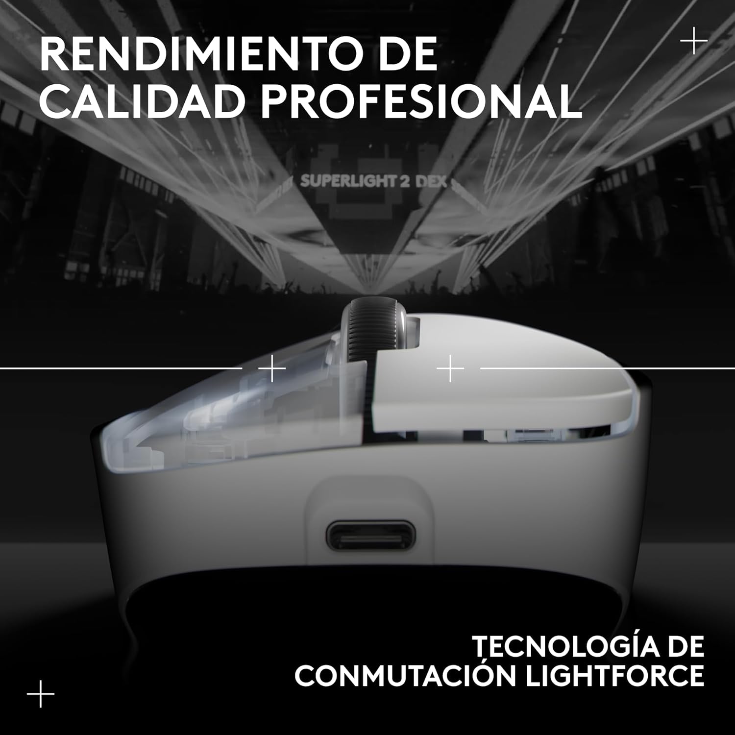 Logitech G Pro X Superlight 2 Dex Lightspeed ratón inalámbrico para Gaming, ratón Ligero Pro-Grade de 60g con 5 Botones programables, ergonómico, 44K dpi, 8K Polling, Carga USB-C, PC/Mac – Blanco 8