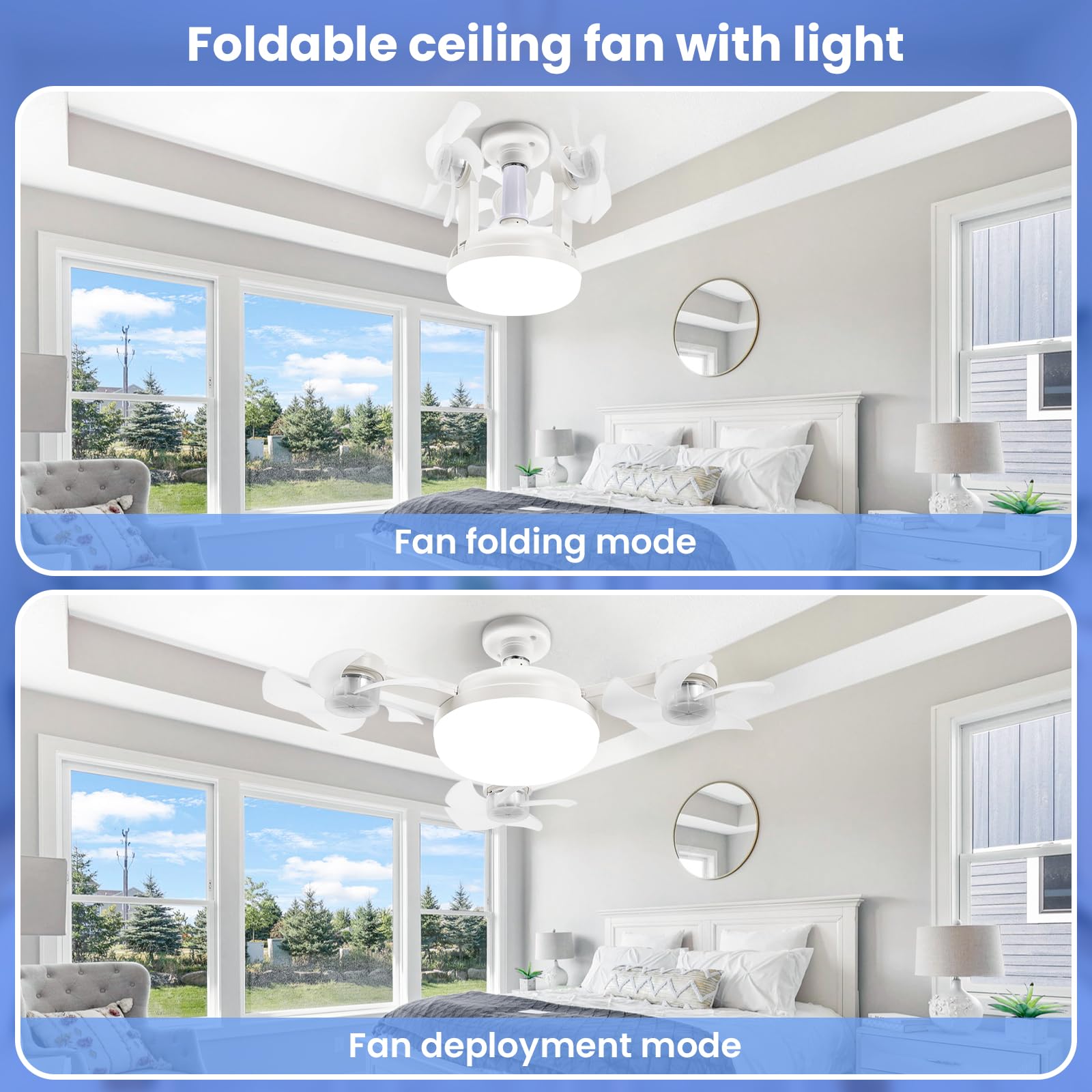 BomKra Ceiling Fan with Lights and Remote 2025 New 3 Heads Drone Ceiling Fans LED 50W 3 Speeds Modern Fan Light Dimmable 3 Color Light Bulb Fan for Bedroom Living Room - Image 4
