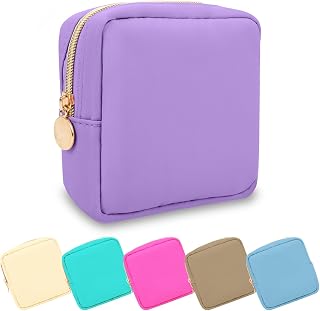 UIXIZQ Nylon Makeup Bag - Travel Cosmetic Bag Toiletry Bag Makeup Organizer Zipper Cosmetic Pouches - Mini Small and Large for Women and Girls, Purple, Mini, Lavender Travel Makeup Bag