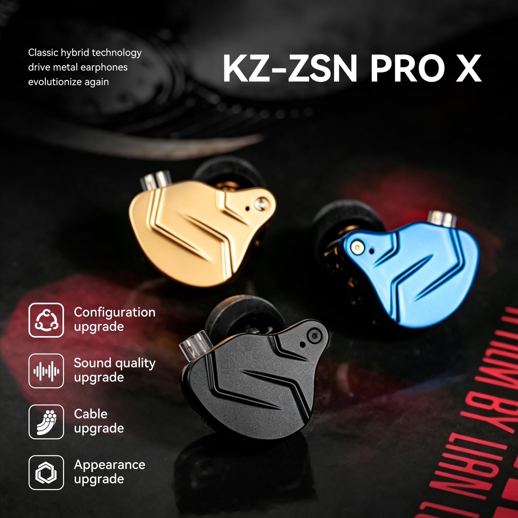KZ ZSN PRO X - Auricolari da gaming IEM con cuffie 1BA e 1DD, auricolari KZ ad alta fedeltà, cablati ad alta risoluzione, cuffie in-ear monitor (senza microfono, blu)
