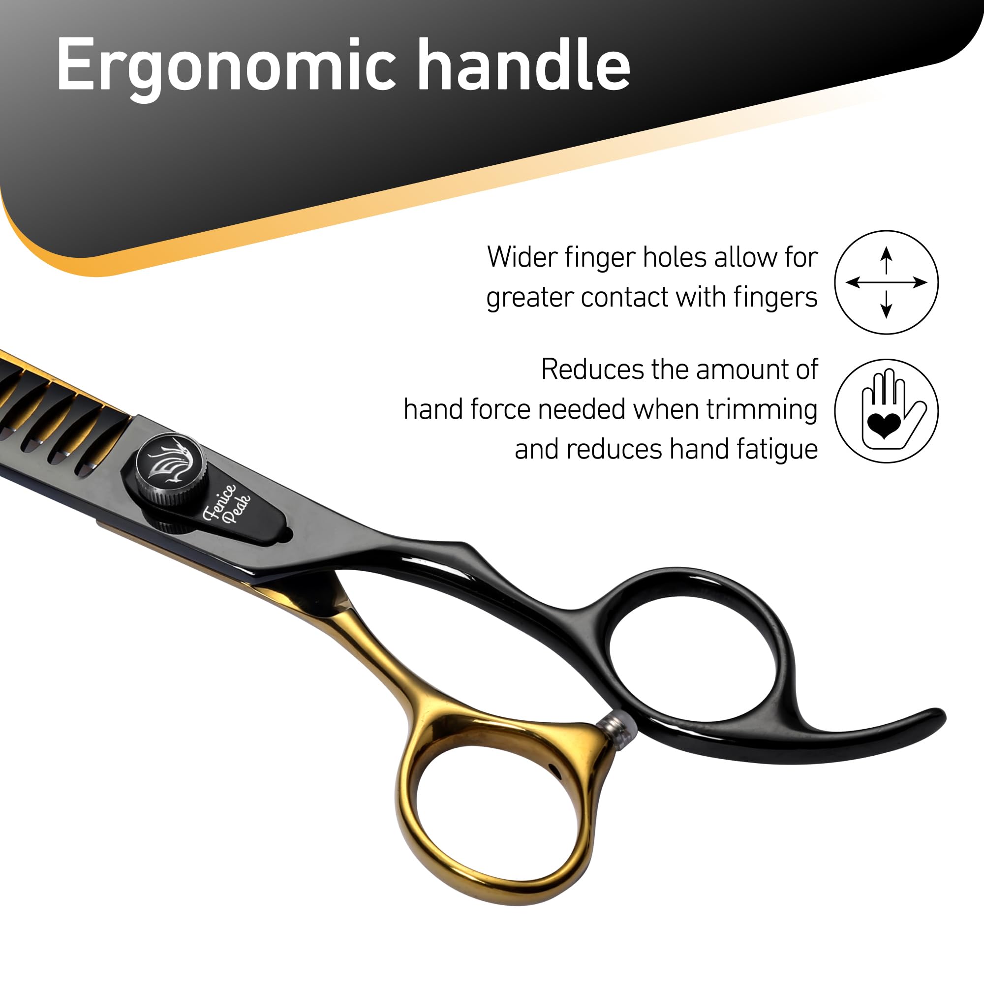 20,3 cm schwarze Fellschere für Hunde, goldene Chunker-Hundemischschere mit ergonomischem Griff und Musterschraube, Haustierpflege, dünnere Mixerschere, langlebig und scharf, 440 C