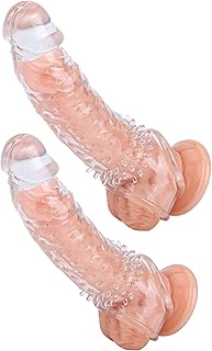 Super 8 inch New Soft Silicone Sleeve Extension Sheath Extender for Men Male Enhancement Extension Sleeve Transparent 2 Pcs U99659968